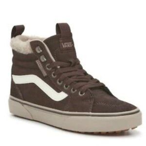 Vans Chocolate Brown Suede Sherpa Filmore Hi Top Hiking Sneakers Women's 8